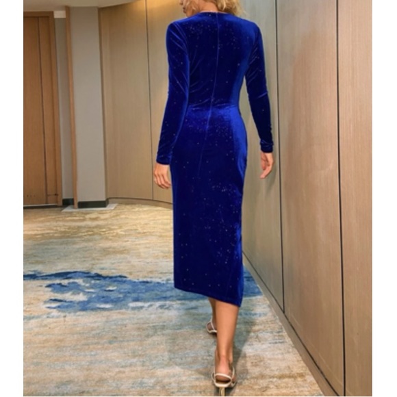 Luxe party wedding formal evening wrap glitter velvet dress - Picture 5 of 8